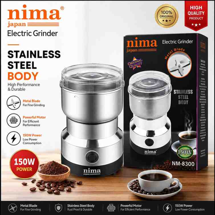 Nima NM-8300 Electric Grinder 150W Stainless Steel Coffee & Spice Grinder with Metal Blade